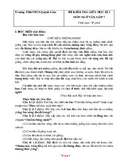 Đề kiểm tra giữa học kì 1 văn 7 THCS Quỳnh Lâm 2022-2023 ( có đáp án )
