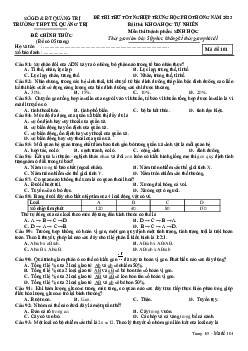Đề thi thử THPT Quốc gia năm 2023 môn Sinh trường THPT Thị xã Quảng Trị