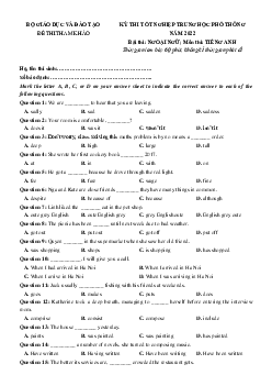 Đề minh họa môn Tiếng Anh lớp 12 2022 bộ GD&ĐT (có đáp án)