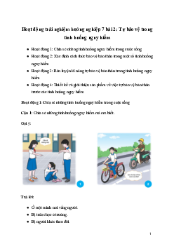 Giải Hoạt động trải nghiệm 7: Tự bảo vệ trong tình huống nguy hiểm | Kết nối tri thức