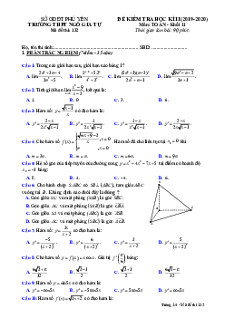 Đề thi học kỳ 2 Toán 11 năm học 2019 – 2020 sở GD&ĐT Vĩnh Phúc
