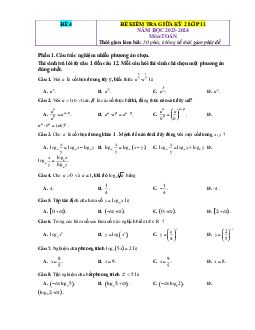 Đề thi giữa HK 2 Toán 11 Kết nối tri thức cấu trúc mới (giải chi tiết)-Đề 4