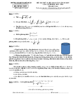 Đề thi thử Toán vào lớp 10 lần 2 năm 2023 phòng GD&ĐT Nghĩa Đàn – Nghệ An