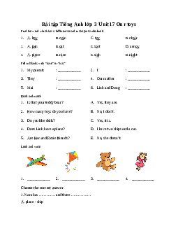 Bài tập Tiếng Anh lớp 3 Global Success Unit 17 Our toys