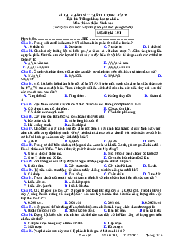 Đề thi thử THPT Quốc gia năm 2024 lần 1 môn Sinh học trường THPT Kiến Thụy Hải Phòng - Mã đề 101