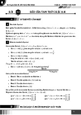 Tóm tắt lý thuyết và bài tập Bài 3: Dấu của tam thức bậc hai môn Toán 10 - Chương trình mới