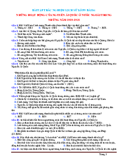 Trắc Nghiệm Sử 9 Bài 16: Hoạt động của Nguyễn Ái Quốc ở nước ngoài trong những năm 1919 - 1925 (Có Đáp Án)