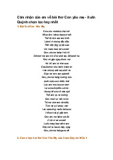 Cảm nhận của em về bài thơ Con yêu mẹ - Xuân Quỳnh chọn lọc hay nhất