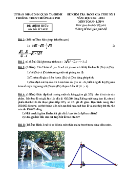 Đề cuối kỳ 1 Toán 9 năm 2022 – 2023 trường THCS Trường Chinh – TP HCM