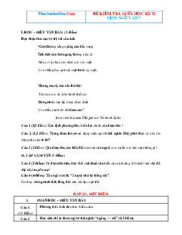 Đề thi giữa kì 2 Văn 7 Năm 2021-2022 (có đáp án và ma trận)