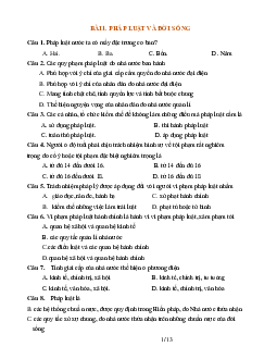 50 Câu trắc nghiệm Pháp luật và Đời sống luyện thi Quốc Gia (có đáp án)