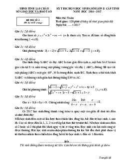 Đề thi học sinh giỏi Toán 12 cấp tỉnh năm 2016 – 2017 sở GD&ĐT Lai Châu