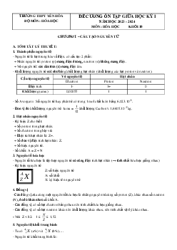 Đề cương ôn tập học kì 1 môn Hóa học 10 sách Chân trời sáng tạo