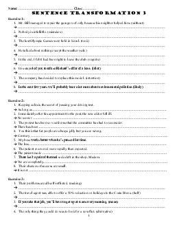 SENTENCE TRANSFORMATION 3 (80 questions-4 pages) without answers