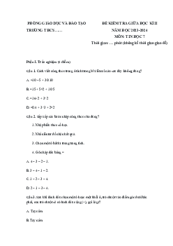 Đề thi giữa học kì 2 môn Tin học 7 năm 2023 - 2024 sách Cánh diều - Đề 3