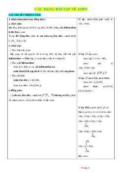 Các dạng bài tập về Amin hóa học 12 (có lời giải)