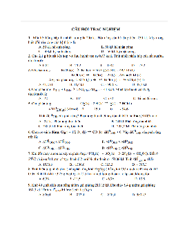 Câu hỏi trắc nghiệm Hóa đại cương