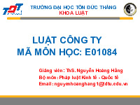 Tài liệu Luật công ty - Trường Đại học Tôn Đức Thắng