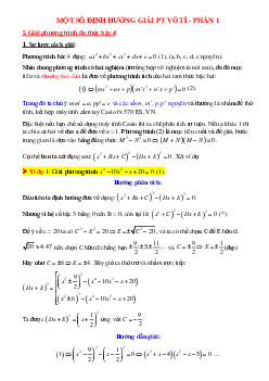 Một số định hướng giải phương trình vô tỉ