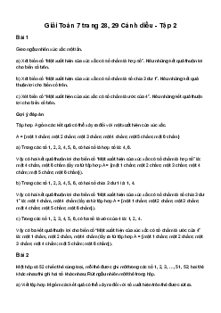 Giải Toán 7 Bài 5: Biến cố trong một số trò chơi đơn giản | Cánh diều