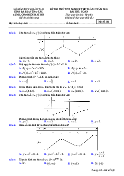 Đề thi thử TN THPT 2024 môn Toán lần 2 cụm Long Điền Đất Đỏ – BR VT