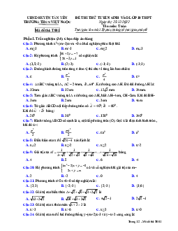Đề thi thử vào 10 môn Toán năm 2023 trường THCS Việt Ngọc – Bắc Giang