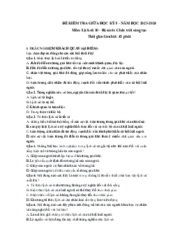 Đề thi giữa học kì 1 lớp 10 năm 2023 - 2024 sách Chân trời sáng tạo | Lịch sử 10 đề 2