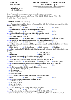 Đề thi giữa học kì 2 môn Hóa học lớp 10 năm 2023 - 2024 (Sách mới) | Cánh diều