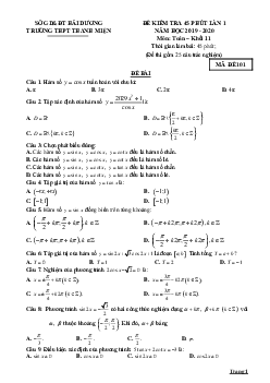 Đề kiểm tra Toán 11 lần 1 năm 2019 – 2020 trường Thanh Miện – Hải Dương