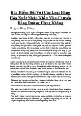 bảo hiểm đối với các loại hàng hóa xuất nhập khẩu vận chuyển bằng đường hàng không môn Marketing cơ bản  | Học viện Nông nghiệp Việt Nam