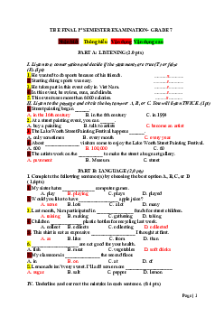 Đề thi học kì 1 môn Tiếng Anh 7 năm 2023 - 2024 sách Kết nối tri thức với cuộc sống - Đề 4