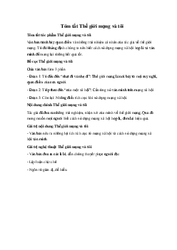 Tóm tắt Thế giới mạng và tôi Ngữ Văn 10 sách Kết Nối Tri Thức