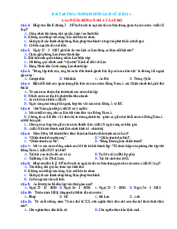 Trắc nghiệm Sử 12 bài 4 có đáp án: Các nước Đông Nam Á và Ấn Độ