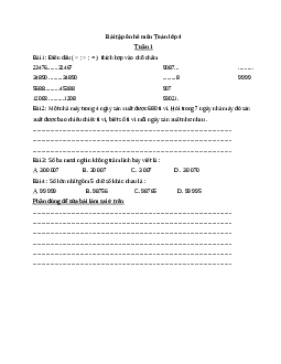 Bài tập ôn hè môn Toán lớp 4