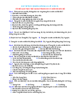 Trắc nghiệm Địa 12 bài 32 có đáp án: Vấn đề khai thác thế mạnh ở trung du và miền núi Bắc bộ