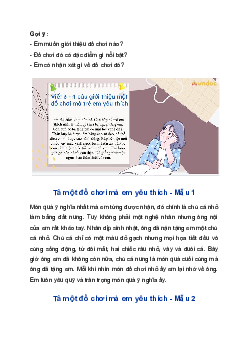 Viết 3 - 4 câu tả về một đồ chơi mà em yêu thích | Văn mẫu lớp 2