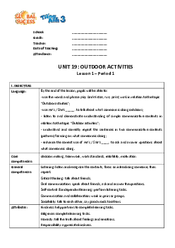 Unit 19: Outdoor activities  | Giáo án Tiếng Anh 3 | Global Success