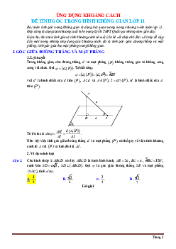 Phương pháp sử dụng khoảng cách để tính góc trong Hình không gian 11 (có đáp án)