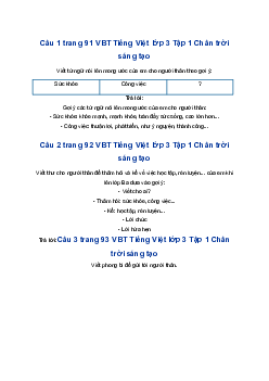 Giải Bài 4: Thuyền giấy trang 91 VBT Tiếng Việt lớp 3 Tập 1 Chân trời sáng tạo