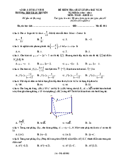 Đề kiểm tra Toán 12 đầu năm 2023 – 2024 trường THPT Hàn Thuyên – Bắc Ninh