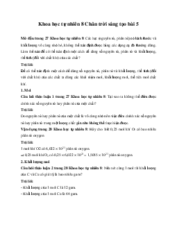 Giải Khoa học tự nhiên 8 bài 5: Mol và tỉ khối của chất khí | Chân trời sáng tạo