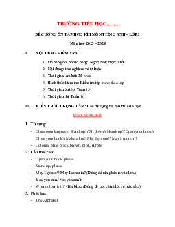 Đề cương ôn tập học kì 1 môn Tiếng Anh 3 | English Discovery