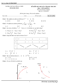 Đề thi HK1 Toán 12 năm học 2016 – 2017 trường Nguyễn Gia Thiều – Hà Nội
