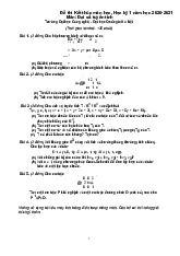 Đề thi và đáp án Đại số tuyến tính đề số 1 kỳ 1 năm học 2020-2021 | Trường Đại học Công nghệ, Đại học Quốc gia Hà Nội