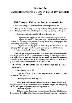 Bài giảng môn Tâm lý học sư phạm đại học và tâm lý lứa tuổi sinh viên