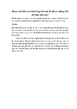 Đoạn trích Héc-to từ biệt Ăng-đrô-mác đã đặt ra những vấn đề nhân sinh nào?