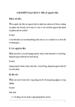 Giải KHTN Lớp 6 Bài 13: Một số nguyên liệu | Kết nối tri thức