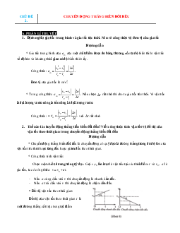 Lý thuyết và bài tập bài chuyển động thẳng biến đổi đều Vật lí 10 có lời giải