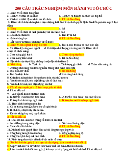 TOP  200 câu hỏi trắc nghiệm môn Hành vi tổ chức hay, hấp dẫn nhất