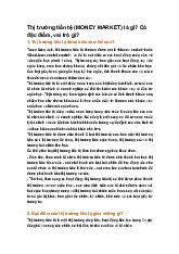 Thị trường tiền tệ (MONEY MARKET) là gì? Có đặc điểm, vai trò gì?